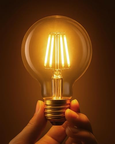 Image of Homesake Base E27 Round Edison Tungsten Filament Vintage Glass Pear Incandescent Light Bulb (Yellow)