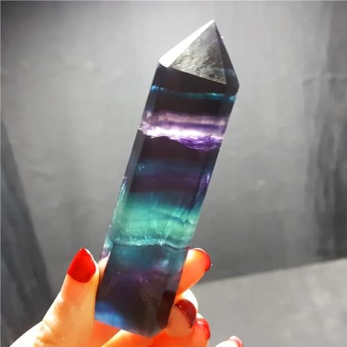 Decorative Ornaments Colored Fluorite Crystal Column Obelisk Tower (Size : 1KG)