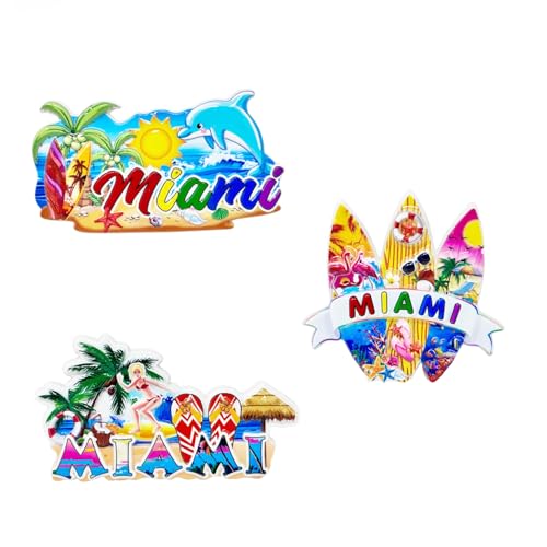 3 imanes decorativos de resina Miami en pack de 3 miniatura 1