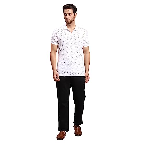 Image of Colorplus Men's Cotton Blend Solid Piece Dyed Pattern Tailored Fit Flat Front Casual Trouser