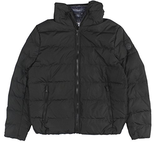 Michael Kors Men's Puffer Down Hooded Jacket (Medium, Black)