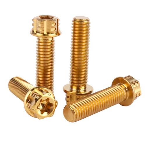 Image of 4Pcs Titanium Bolt Flange Torx Head M8 M10 x 20 25 30mm Screw Bolt for Motorcycle Car Modifications (Gold, M8x30mm)