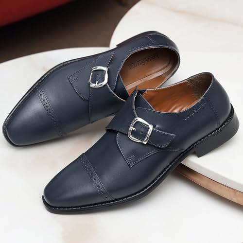 Image of LOUIS STITCH Men's Formal Shoes | Italian Leather Double Monk Strap Handcrafted | Stylish Slipon Shoes for Business, Formal, (LSRXSM)