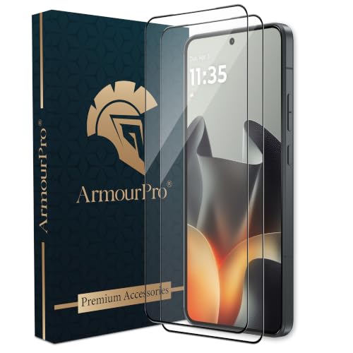 Image of ArmourPro Tempered Glass for Motorola Edge 70 Max - 9H Anti Scratch Screen Protector, Edge to Edge Coverage, HD Clarity, Smooth Touch, Case Friendly | Black, Pack of 2