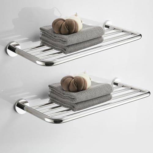 kaileyouxiangongsi Hotel Towel Racks for Bathroom Wall Mounted, 24 Inch Towel Shelf for Bathroom, 2-Tier Bathroom Towel Rack, Polished Chrome