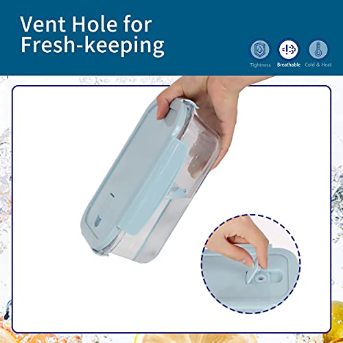 Zrrhoo [10 Packs, 20 Pieces] Glass Food Storage Containers With Lids (Built In Vent), Airtight Meal Prep Containers, Glass Bento Boxes For Home Kitchen, Bpa Free & Leak Proof (10 Lids & 10 Containers) - Blue #TOP4