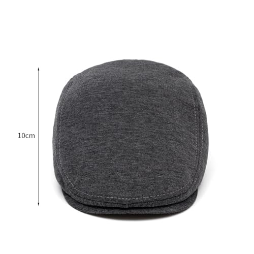 QOHNK Boina masculina de algodão lisa boina casual cor sólida para homens chapéu dianteiro retrô bri