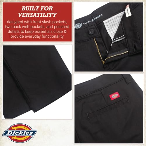 Dickies Womens Flex Twill Work Pants Straight Fit Narrow Through Hips | Flex Twill Pant, Wide by the waist goes from straight to skinny , Front Button and Two Back Welt Pockets - image 5
