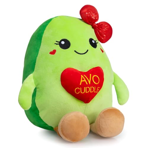 WENMOTDY Valentines Day Avocado Plush Toys 17 Inches Cute Fruit Stuffed Animal with Red Heart Soft Avocado Pillow Valentines Gifts for Girlfriend...