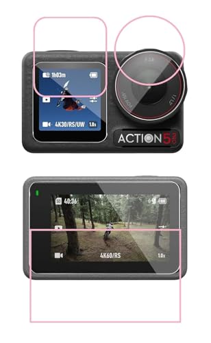 Image of DJI Action 5 Pro Tempered Glass Lens & Screen Protector Compatible with DJI Osmo Action 5 pro | 9H Hardness Ultra HD Scratch Resistant | Waterproof, Anti-Fingerprint (Pack of 1)