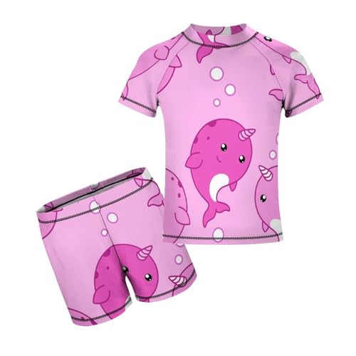 Cute Narwhal PatternsChildren's Swimsuits Boys Two Piece Suit7-9Y（120cm）