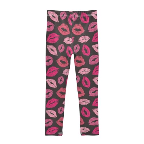 Girls Basic Leggings Baby Girls Pants Lips Lipstick Soft Footless Stretchy Tights Pants 4-10Y2