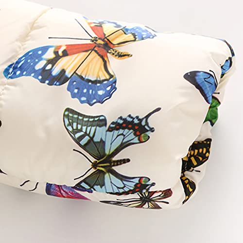 Girls Winter Coat Jacket Hooded Kids Toddler Floral Print Parka Outwear Warm Cotton Puffer Hooded Jacket (White, 6-7 Years)4