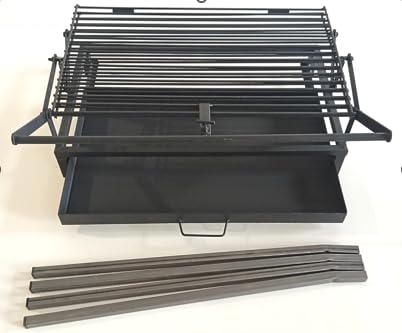 Caldereria Artesana Barbacoa con Parrilla Giratoria, Modelo 2063, 76 cm, Color Negro