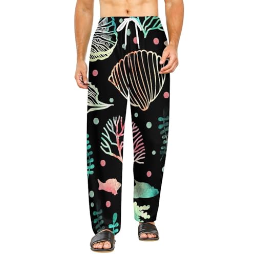 Bas de pyjama femme long Hippocampe Conque pantalon fluide anti-serrage avec poches S
