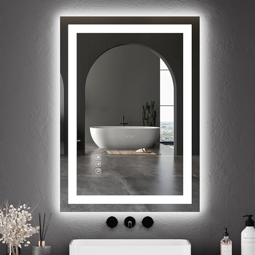 GarveeHome 20 in x 28 in Led Bathroom Mirror with Front and Backl...