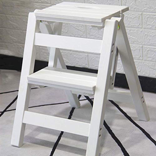 LJWJ Ladders telescopische ladder draagbare opvouwbare 2 stappen, massief houten trap-kruk ladder opvouwbare trapladder… - Image 3