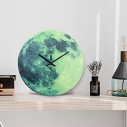 Provivid Silent Wall Clocks Battery Operated Non Ticking Luminous Clocks 12”Round Moon Surface Quartz Clocks For Living Room Bedroom Home Decorative Modern Clock Glowing In The Dark #TOP4