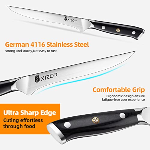 Xizor Boning Knife 6 Inch Deboning & Fillet Knife, German High Carbon Stainless Steel Blade, Razor Sharp Kitchen Cooking Knife, Ergonomic Full Tang Handle Design With Gift Box #TOP3