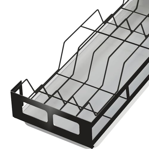 junyuan Hanging Dish Drying Rack Wall Mount with Utensil Holder, Kitchen Dishes Plate Shelf Organizers with Removable Drain Board,Small Compact Dish Rack Stainless, Black