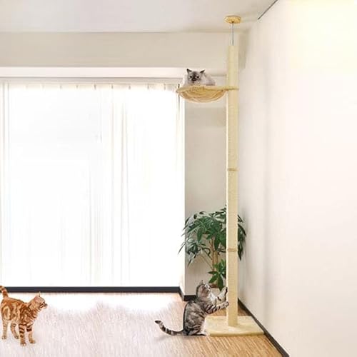 キャットツリー 突っ張り 直径 8cm 高さ 240-250cm 幅 40cm ハンモック付き 猫タワー シニア 運動不足 猫ちゃん 木登り きのぼり 木登りタワー 組み立て 設置 簡単 爪とぎ 多頭 ペット スリム ポール本体/1本のみ