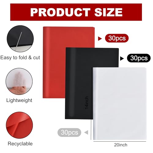 Image of BEISHIDA 90 Sheets Red Black White Tissue Paper Bulk, Halloween Wrapping Tissue Paper for Gift Bags, 14 x 20 Inch Gift Wrap for Halloween Graduation Birthday DIY Crafts Holiday Flowers