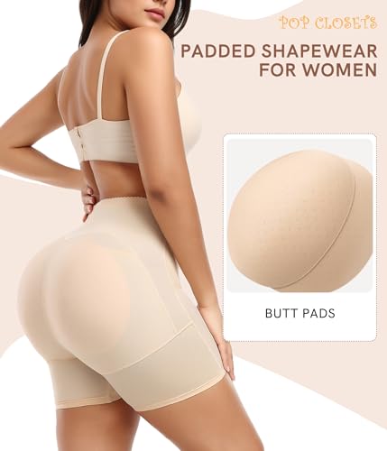 Image of POP CLOSETS Padded Underwear for Women with Butt Pads, Tummy Control Body Shaper Butt Lifting Shapewear