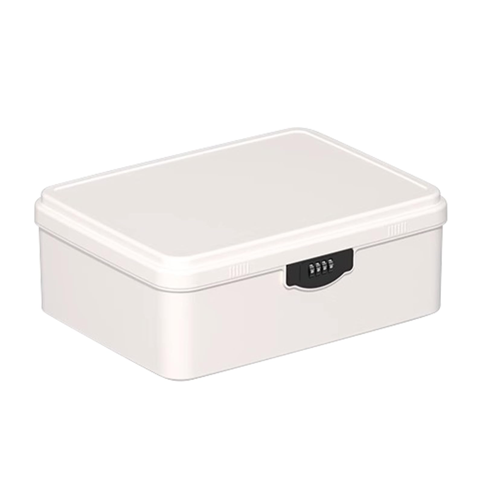 Aartner Lockable Storage Box, Large Medicine Storage Box with 4 Digital Lock, Lock Box with Removable Tray, Lockable Storage Container for Medicine, File, Phone, Food Safe (White, L(33.4x26x12.6cm))