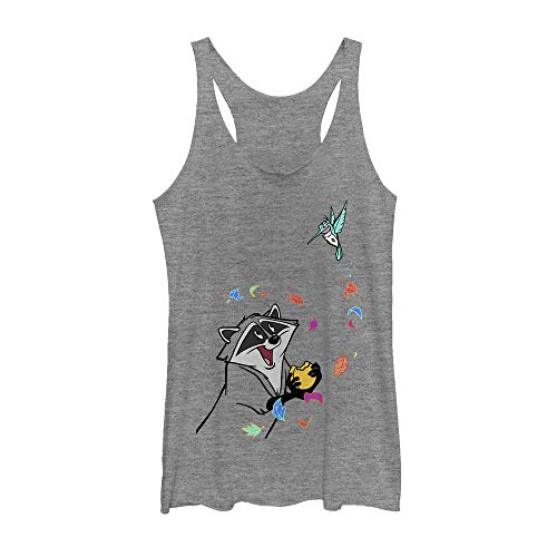 Fifth Sun Junior's Disney Princess Meeko and Flit Tri-Blend Racerback Layering Tank, Gray Heather, Small