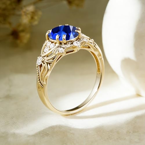 Image of Gemstone Vintage Rings for Women s925 Sterling Silver Round Cut 1.0 Carat Gemstone with Moissanite Promise Engagement Anniversary Ring for Her