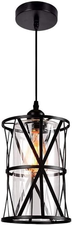 Plafonnier suspendu noir et lustre industriel en métal pour chambre