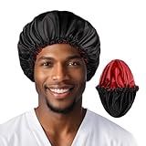 Fittia Men's Satin Bonnet for Short Hair with Adjustable Strap - Sleeping Cap for Fade, Afro & Natural Hair Care, Wave Cap