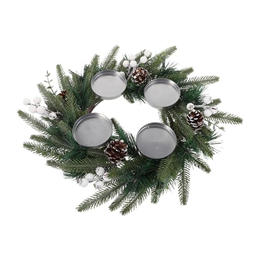 Alipis Portavelas Navideña Piñas y Bayas Artificiales como Centro De Mesa para Adviento Decoración De Temporada Calendario De Adviento