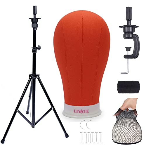 Wig Stand Tripod With Head Wig Head and Stand Multifunction Wig Stand 23 inch Orange Wig Head for Making Wigs Tripod Stand for Wigs Head Mannequin Head Styrofoam Head Cellphone Tripod