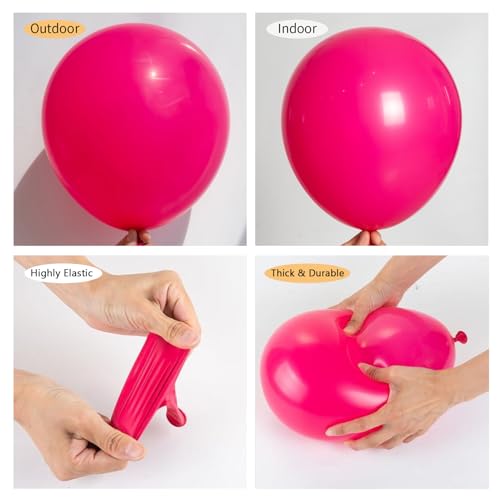 Image of 150pcs Hot Pink Balloons Different Sizes Pack, 18 12 10 5 Inch Party Balloon Garland Arch Kit for Birthday Valentine's Wedding Gender Reveal Party Decorations(With 2 Ribbons)