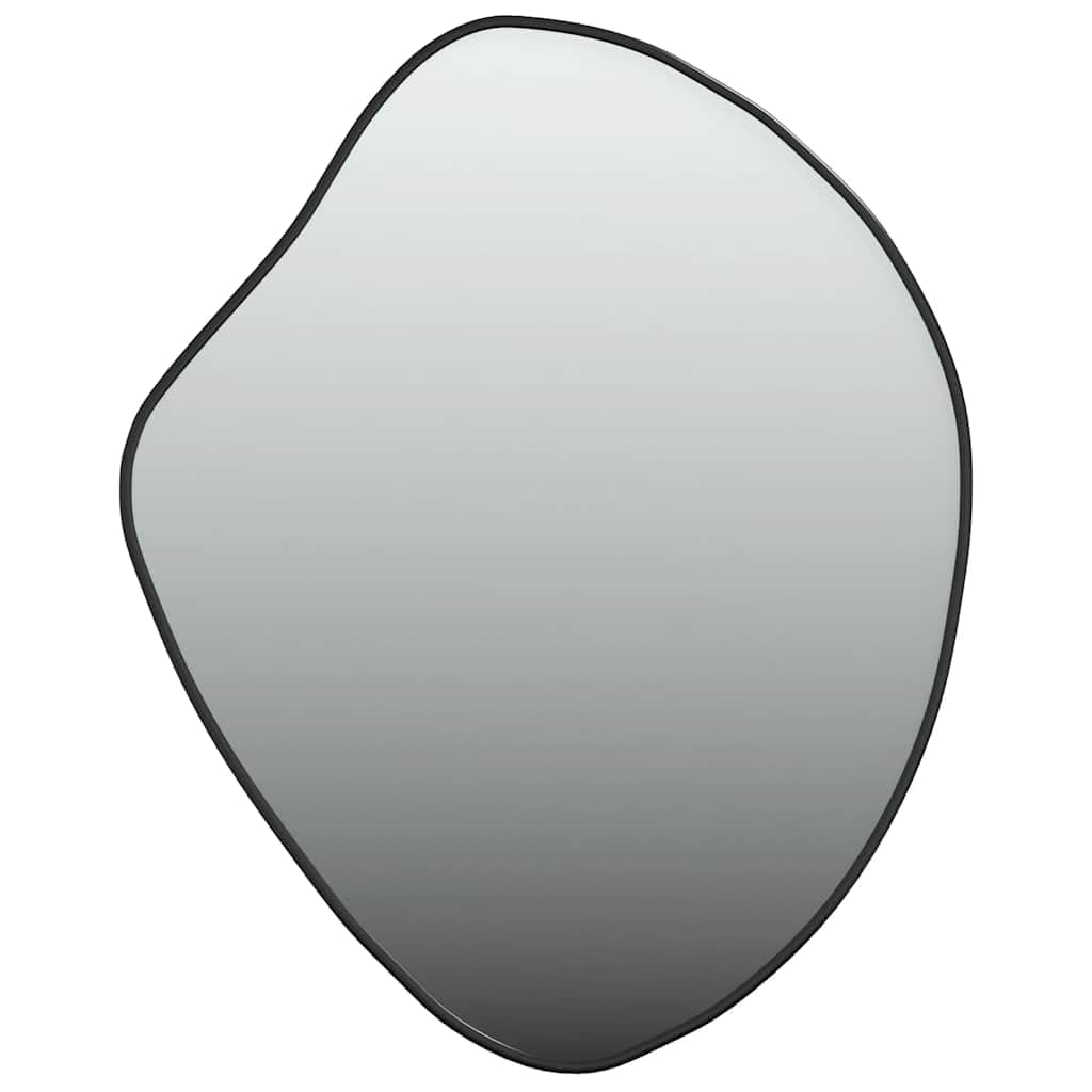 Espejo de pared negro 50 x 40 cm, espejo cosmético con marco de PVC para montaje en pared, espejo de cristal transparente para dormitorio, pasillo, salón o baño
