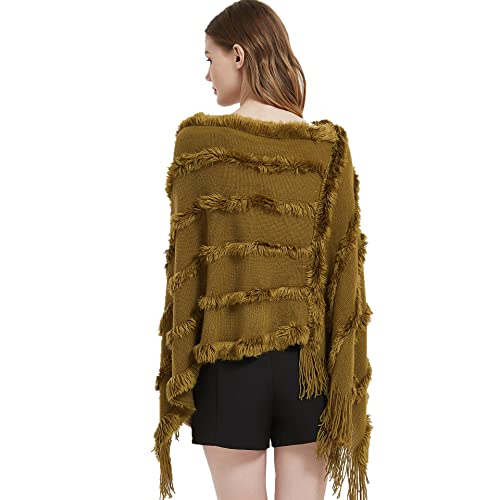 Women's V-Neck Solid Color Knitted Fuzzy Shawl Spring Fall Winter Plush Wraps3