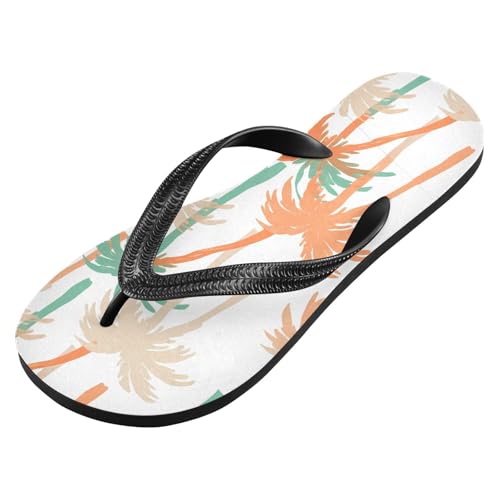 Sinestour Tropical Palm Trees White Flip Flops for Beach Thong Sandals Anti-slip Lightweight Beach Slippers for Summer Swim Travel2