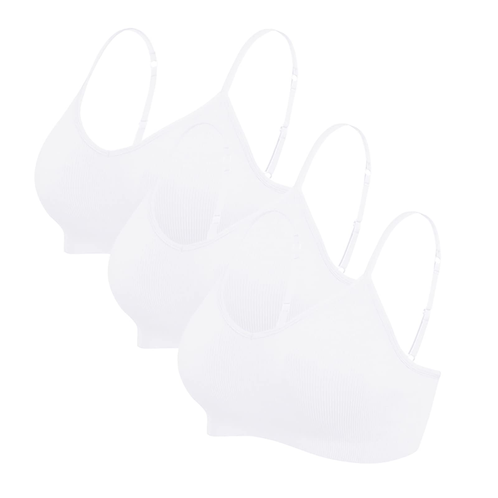 Vertvie - Reggiseno sportivo da donna, 2/3/4 pezzi, senza ferretto, imbottito senza cuciture, reggiseno a basso supporto 3 bianco. XS