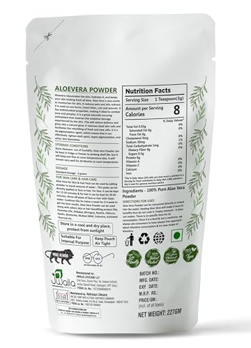 MYHERB 100% Pure Natural Organic Aloevera Powder (Aaloe Barbadensis) || 227 Gm/0.5 Lbs || Natural Skin Moisturizer || Eco Friendly || For Face, Skin,Hair Care & Food Grade -For Man And Women