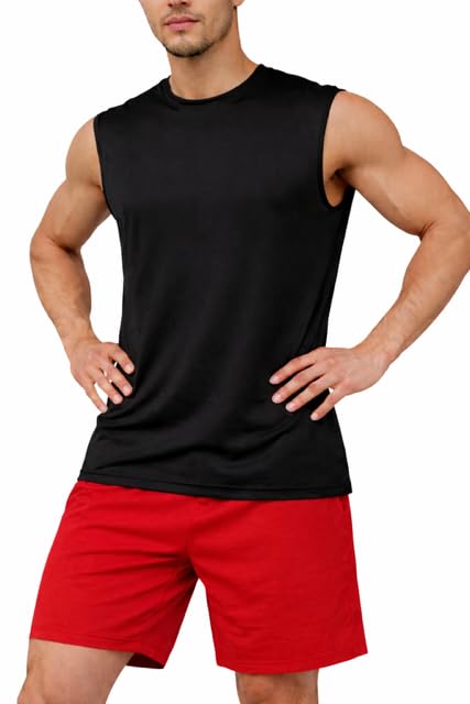 Men’s Sleeveless Tank Top | Round Neck Polycotton Vest for Gym, Workout, Running & Casual Wear