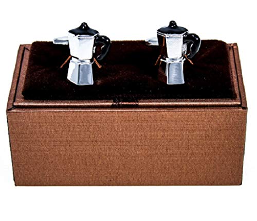MRCUFF Coffee Pot Italian Expresso Maker Pair Cufflinks in a Presentation Gift Box & Polishing Cloth2