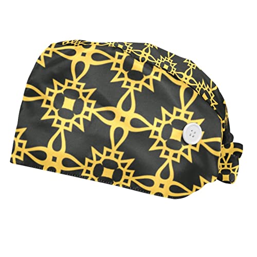 Chapeaux de travail respirants JDEZ : lot de 2 chapeaux bouffants mixtes à motif géométrique