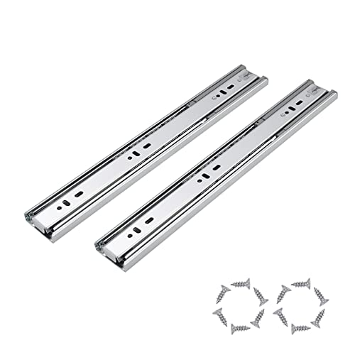Knobonly 14 Inch Drawer Slides 5 Pairs (10pcs), Soft Close Ball Bearing Full Extension Side Mount Drawer Slides, Satin Nickel Heavy Duty Drawer Glides for Kitchen & Bathroom Remodel, 100lb Capacity