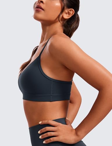 Image of CRZ YOGA Butterluxe V Neck Sports Bras | Light Support, Removable Pads, Yoga, Extremely Soft, Square Back, Adjustable Spaghetti Straps, for Women
