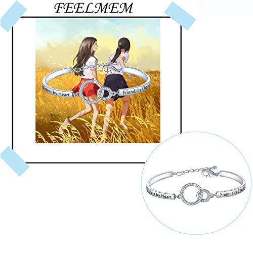 Feelmem Cousins Bracelet Gift Cousins By Blood Sisters By Heart Friends By Choice Bangle Bracelet Cousin Jewelry Gift For Cousin Bbf Best Friend(Bar Bracelet Silver) #TOP5