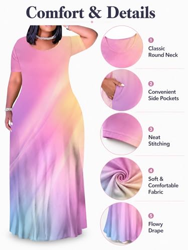 Image of PinkPatty Women's Plus Size Maxi Dress Short Sleeve with Pockets