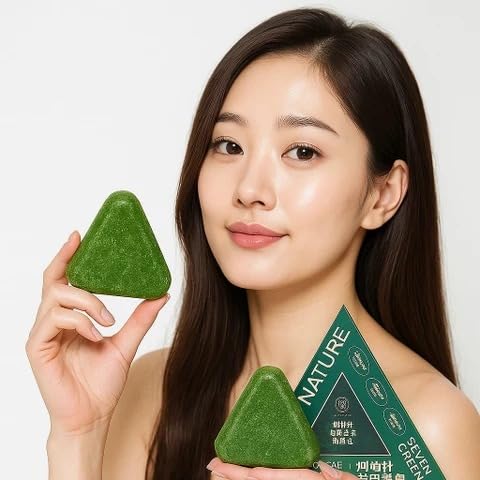 Nature Herbal Seven Green Triangle Shampoo Bar Soap with multyfunction, Oil Control, Dandruff Removal, Smoothening, Platycladus Usman Grass Hair Care, 100g (PACK OF 1)-image-22