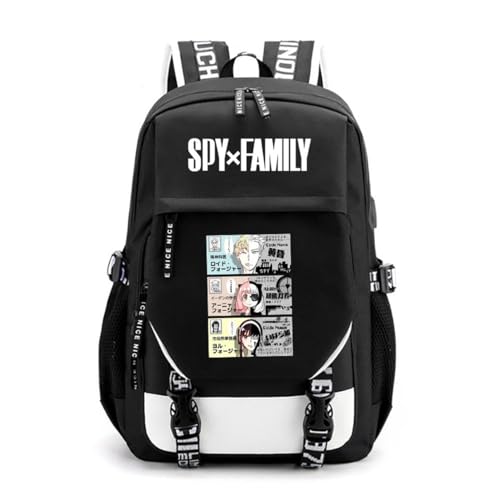 Nesthome Mochila escolar Spy x Family Merch para el tiempo libre para niños y niñas, viajes, hombres y mujeres, mochila de ocio, adolescente, bolsa escolar, negro A, Talla única