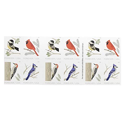 Birds in Winter - 2018 U.S. Forever First Class Postage Stamp U.S. Forever 50 Cents, Four Winters Winged Beauties Sheets Sets - Book 20 Stamps